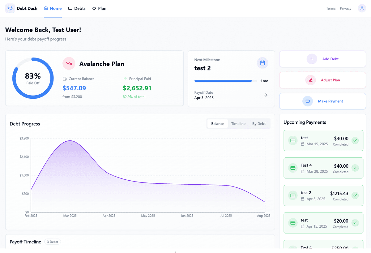 DebtDash Dashboard Preview